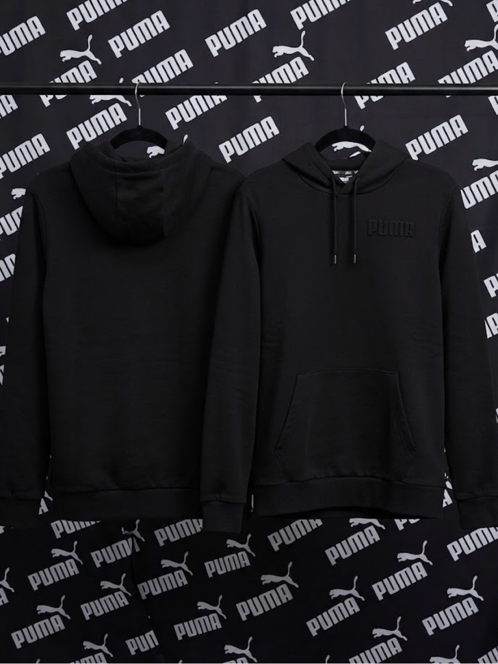 Puma Black Embossed Logo Pullover Hoodie Sweatshirt Size Small S
